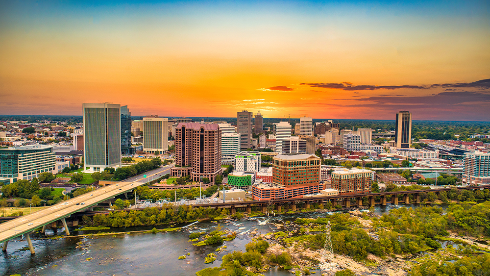 a vibrant photo of the Richmond, Virginia skyline