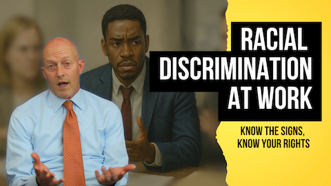 Tom Spiggle explains workplace racial discrimination laws while a concerned Black employee looks on.